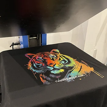 Tiger Print t-shirt on the heat press